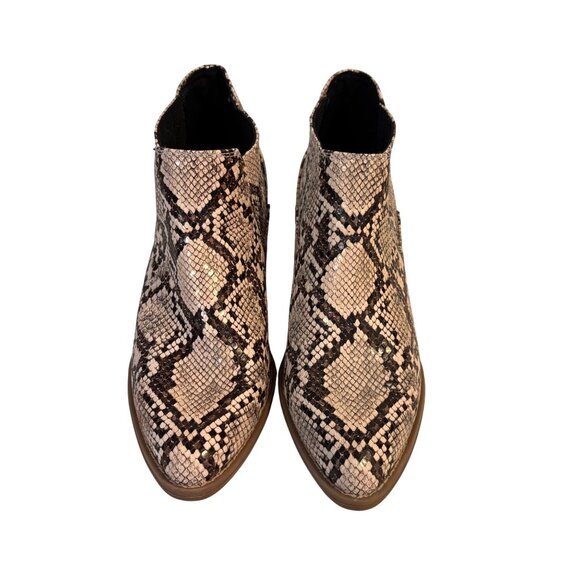 a.n.a. Diablo Snakeskin Print Ankle Booties Stacked Heel Women's 8M Western Chic - Picture 2 of 9